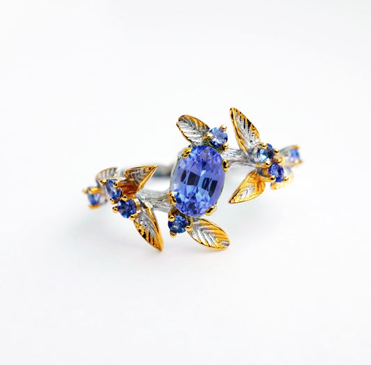 925 sterling silver tanzanite branch ring