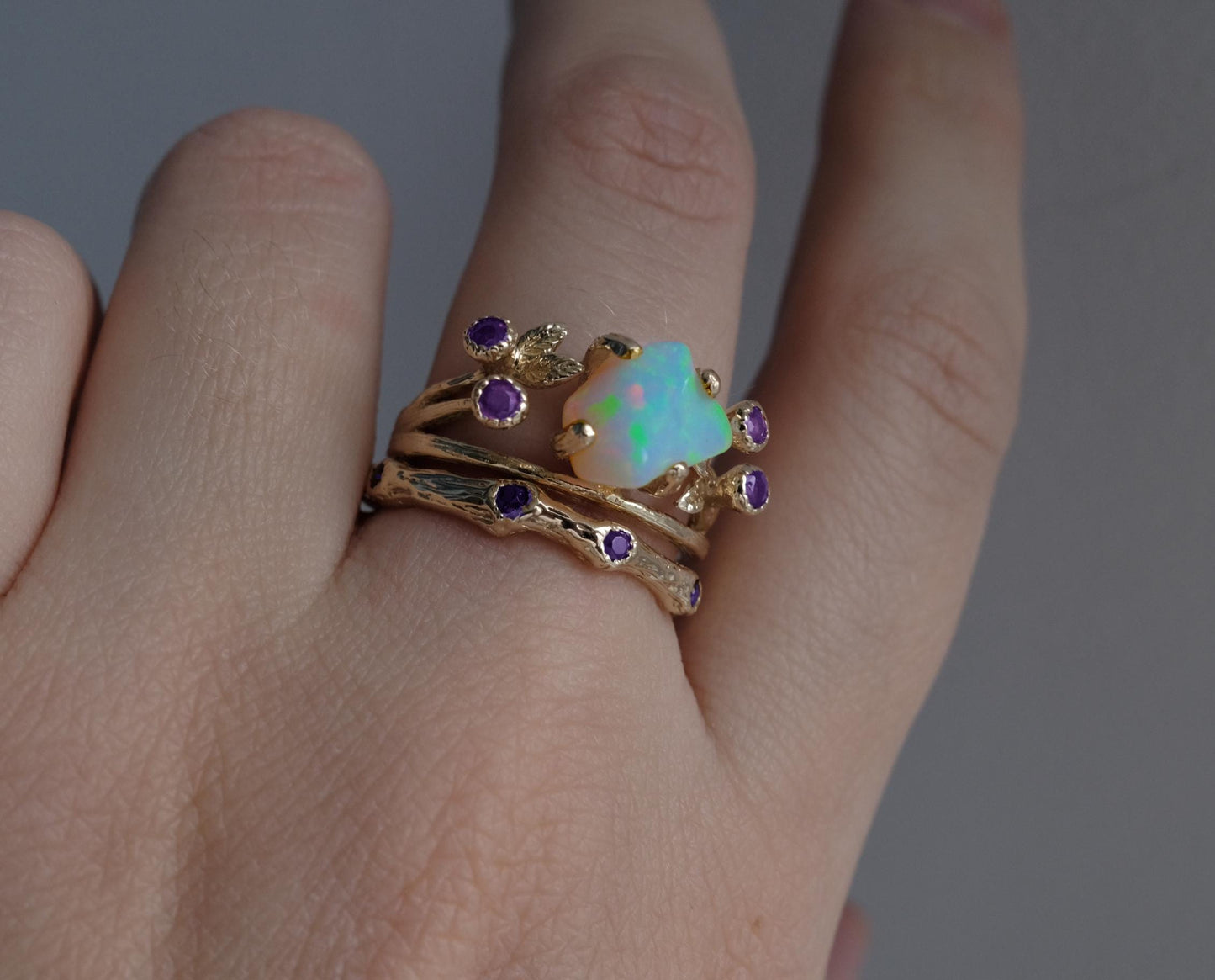 925 sterling silver opal wedding set ring