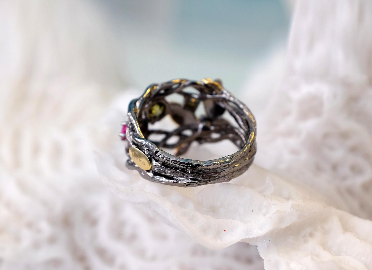 925 sterling silver butterfly peridot ring