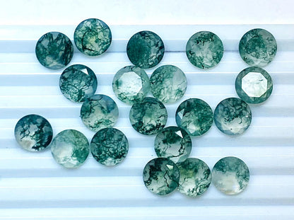 925 Sterling Silver Moss Agate Round Ring