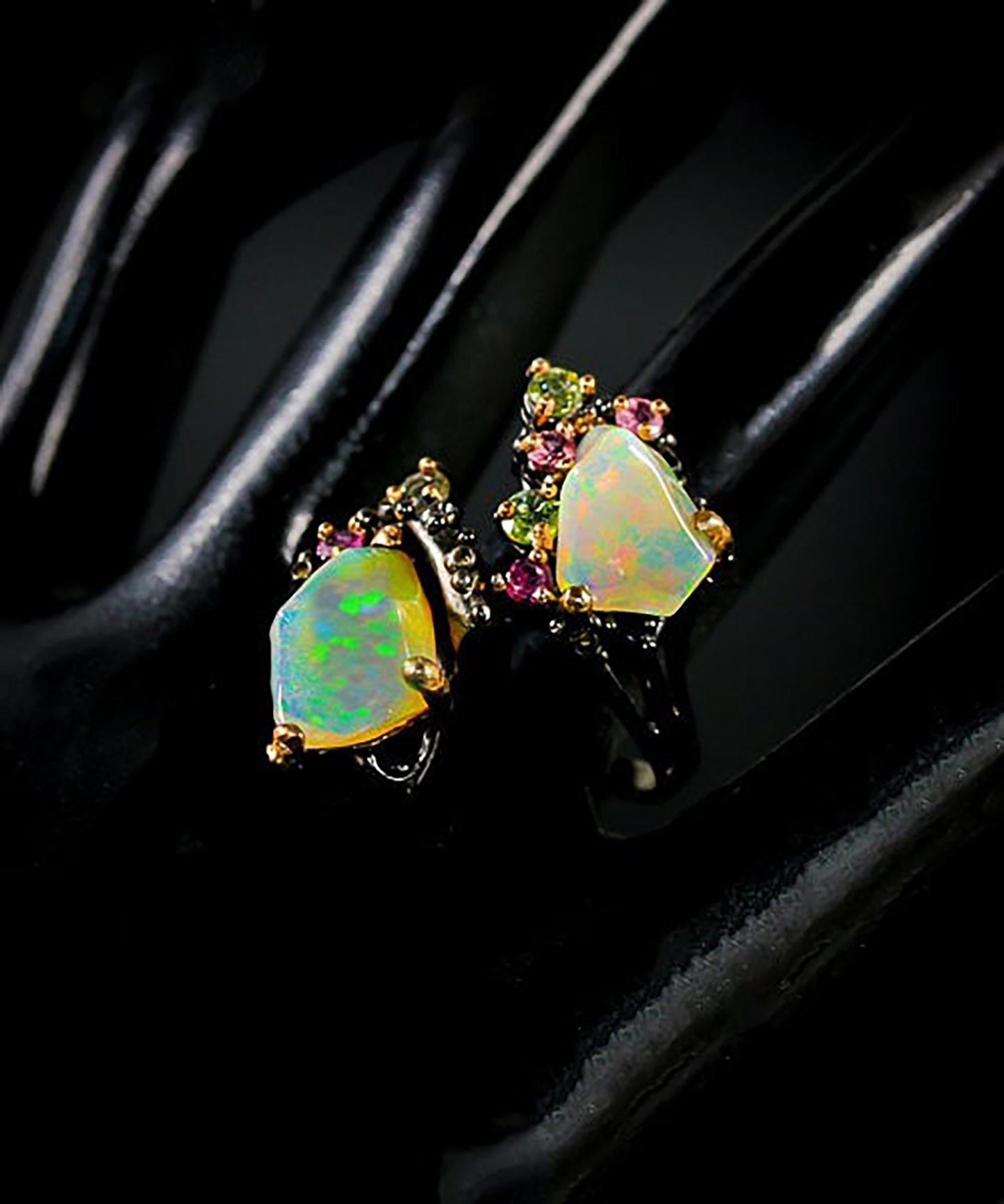 925 sterling silver opal tourmaline fairytale ring