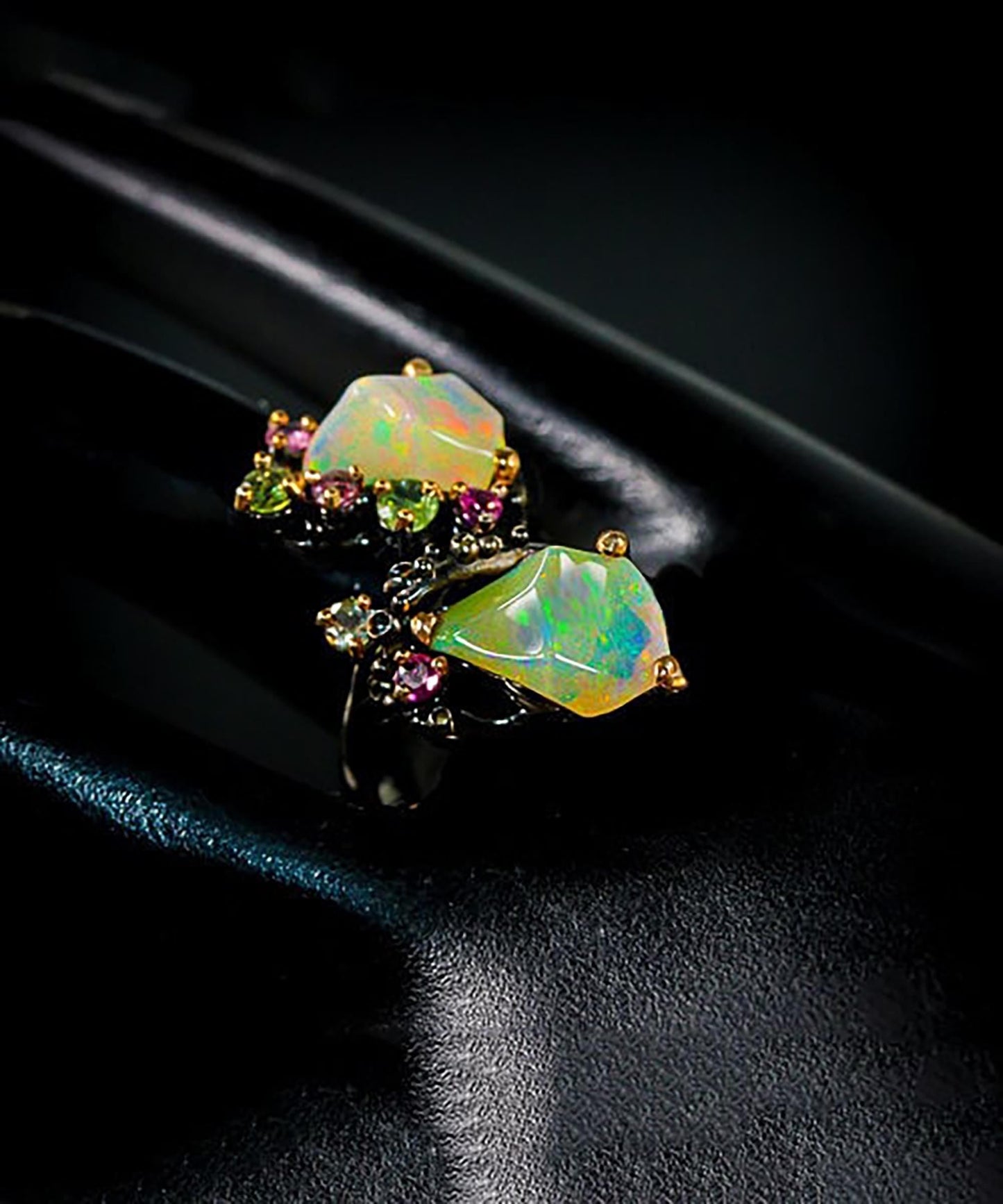 925 sterling silver opal tourmaline fairytale ring