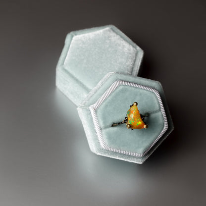 925 Sterling Silver Raw Fire Opal Ring