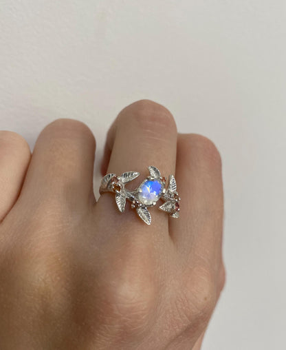 925 Sterling Silver Moonstone Branch Ring
