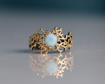 925 Sterling Silver Larimar Ocean Lover Ring