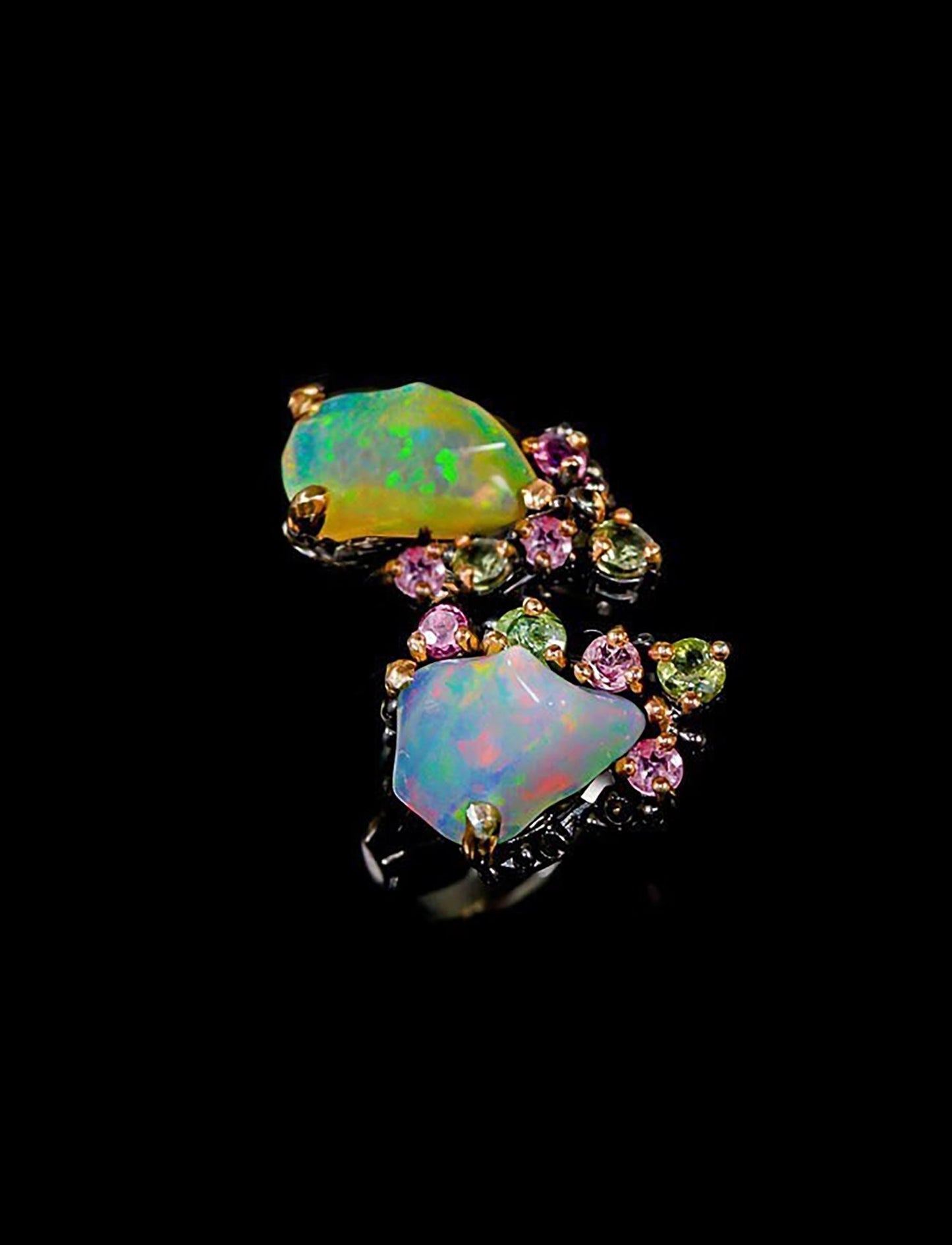 925 sterling silver opal tourmaline fairytale ring