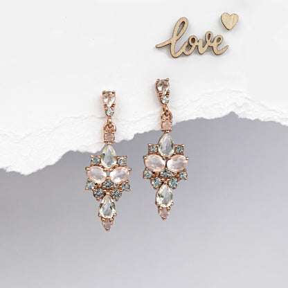 925 Sterling Silver Rose Quartz Drop Earrings