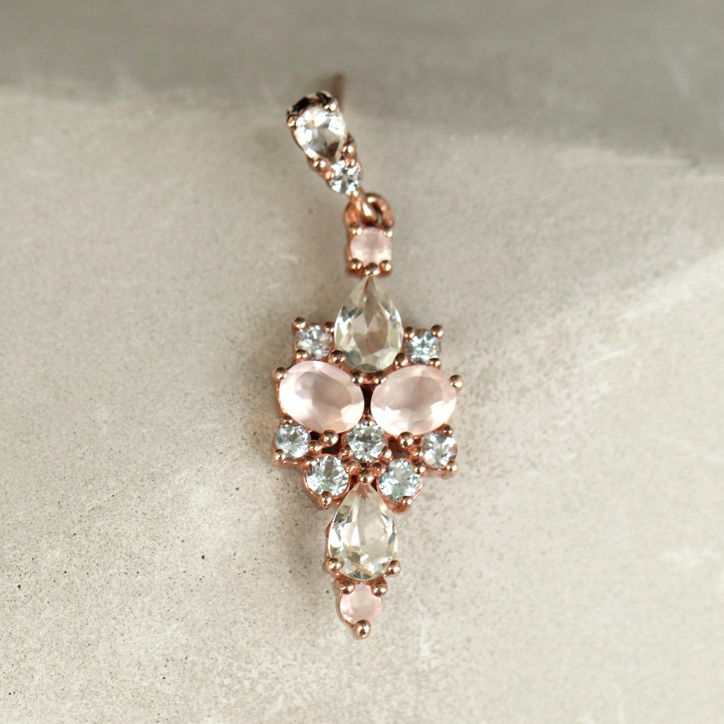 925 Sterling Silver Rose Quartz Drop Earrings