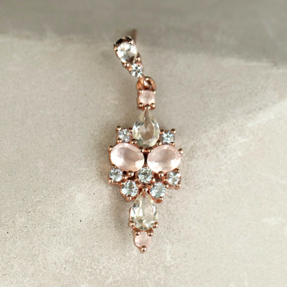 925 Sterling Silver Rose Quartz Drop Earrings