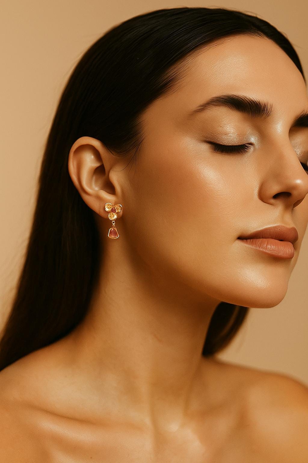 925 Sterling Silver Raw Pink Tourmaline Earrings