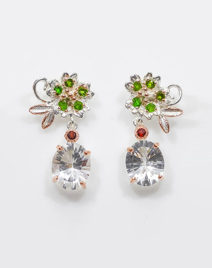 925 sterling silver quartz art deco earrings