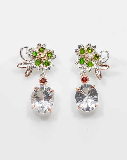 925 sterling silver quartz art deco earrings