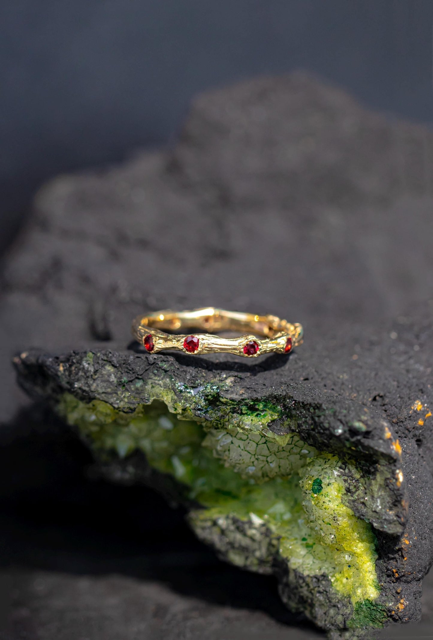 14K Solid Gold Nature Branch Eternity Band Ring