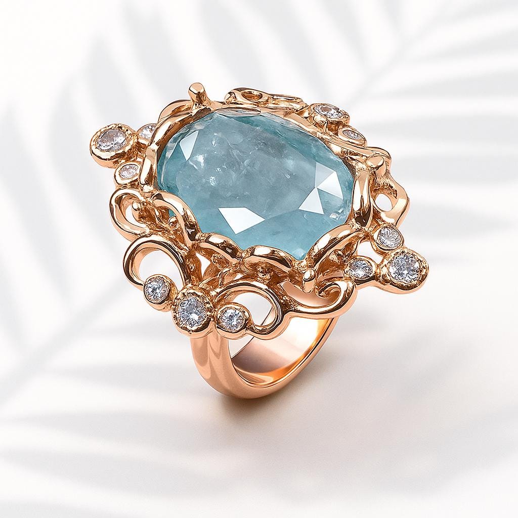 925 sterling silver blue kyanite art deco ring