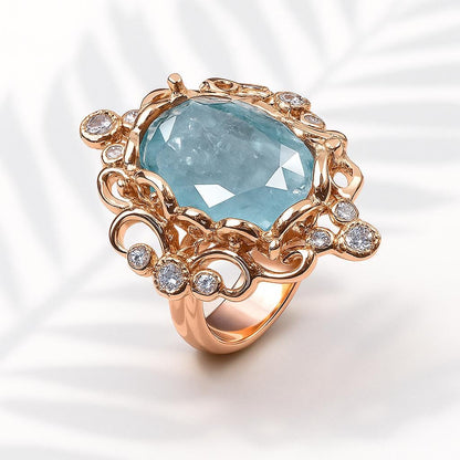 925 sterling silver blue kyanite art deco ring