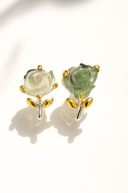 925 Sterling Silver Tourmaline Rose Stud Earrings