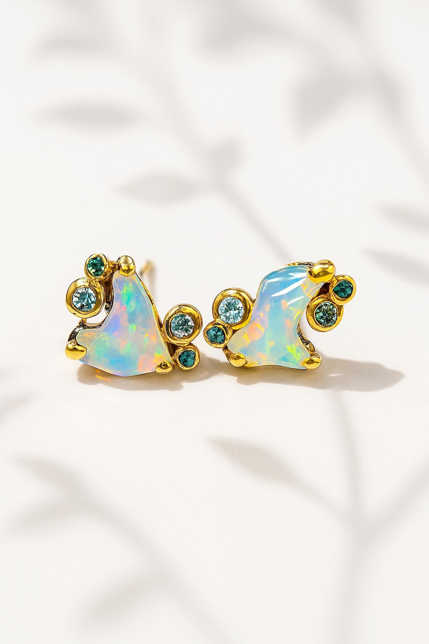 925 Sterling Silver Raw Opal Stud Earrings