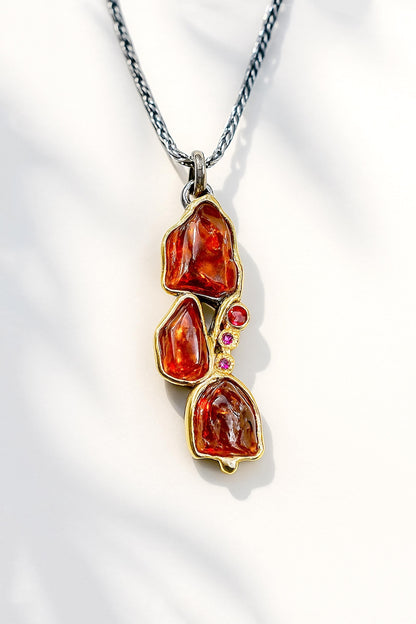 925 sterling silver red garnet black necklace