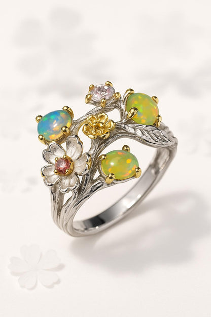 925 Sterling Silver Fire Opal Ring, band detail