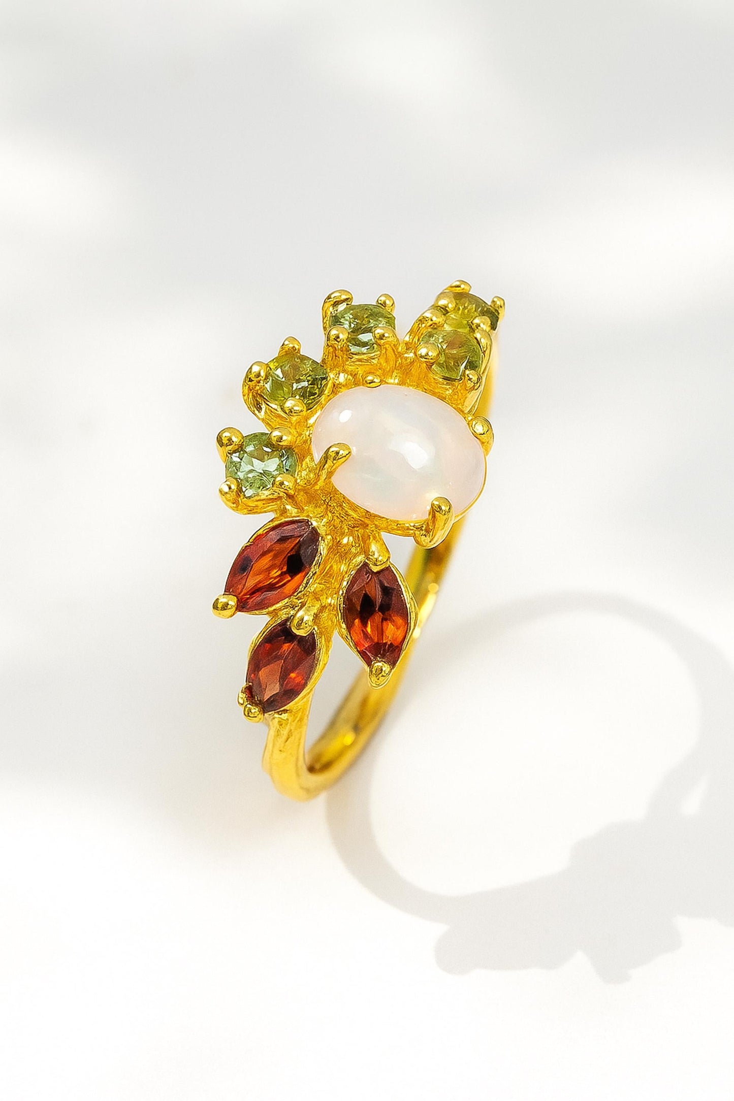 925 sterling silver white opal dainty gemstone ring