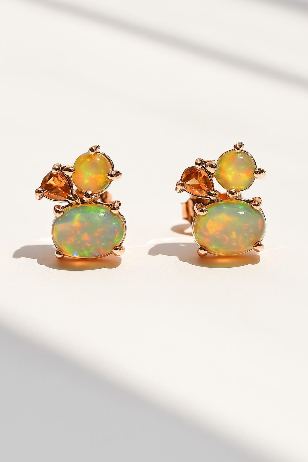 925 Sterling Silver Rainbow Opal Earrings