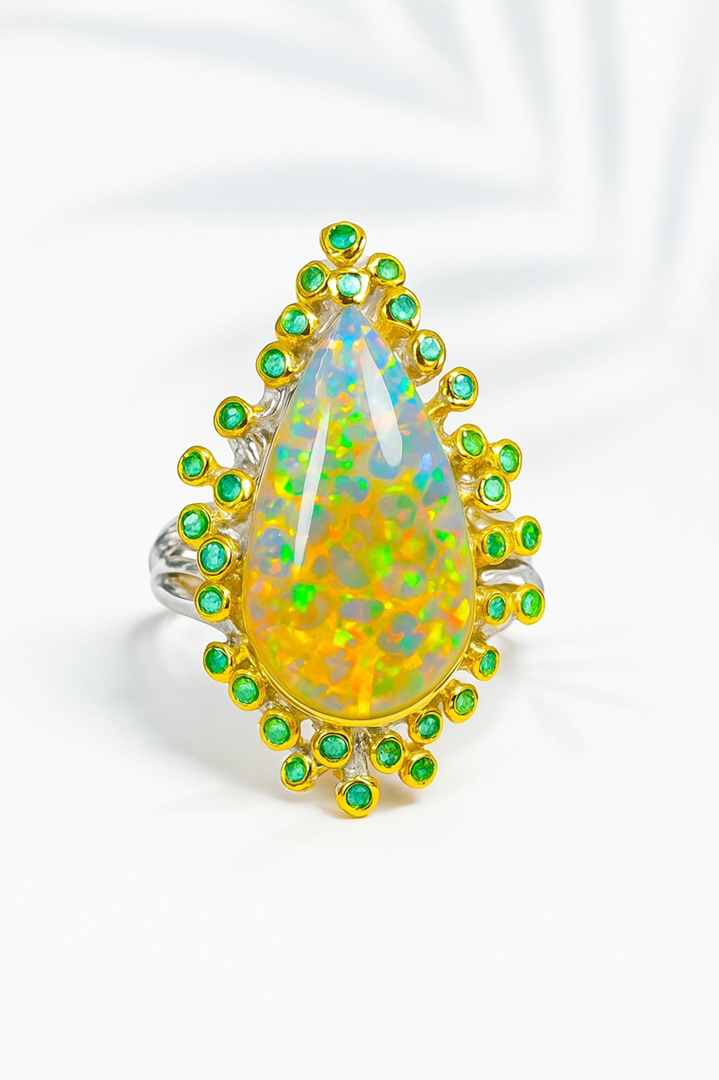 925 Sterling Silver Fire Opal Statement Ring