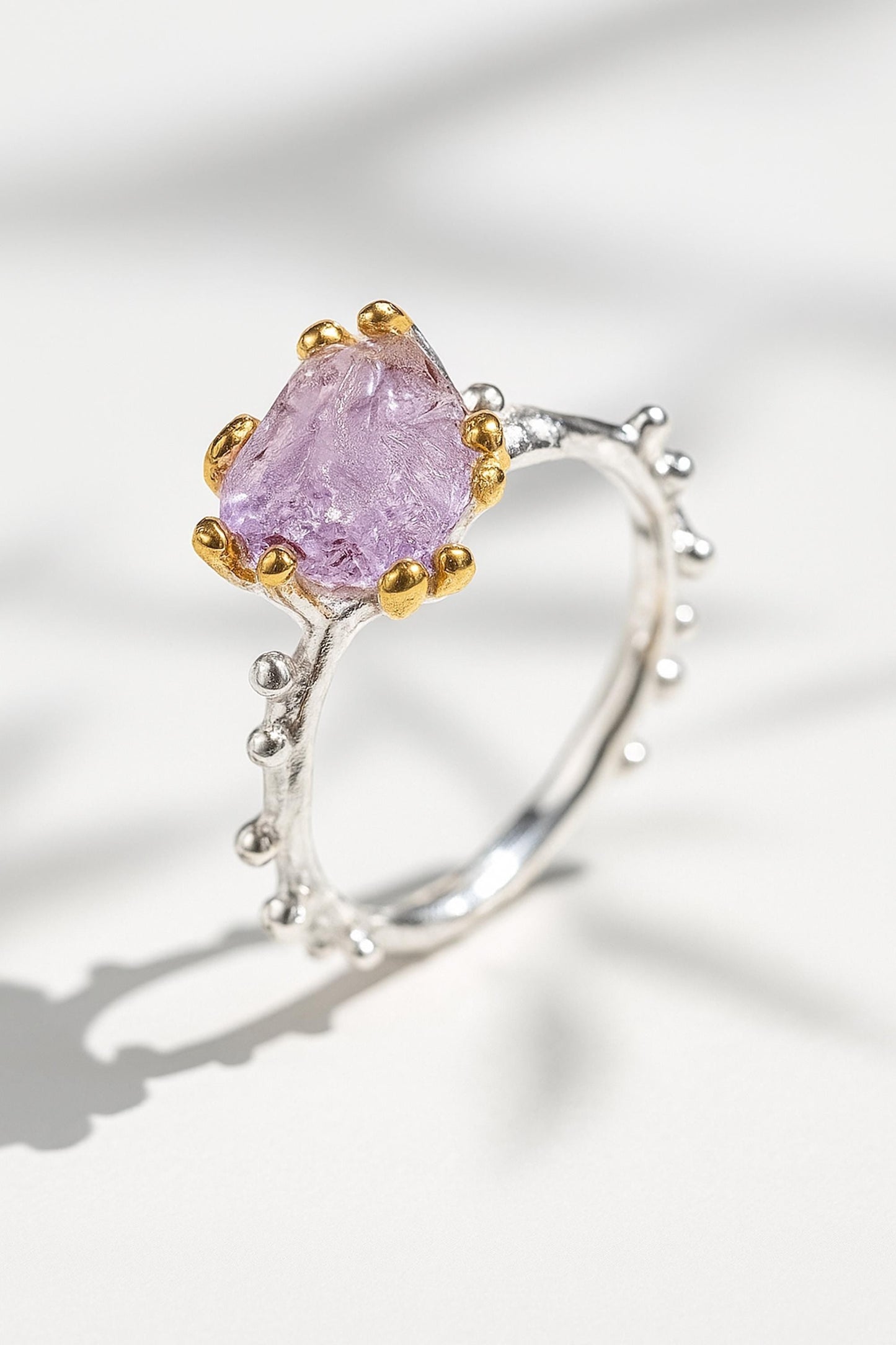 925 Sterling Silver Raw Purple Amethyst Ring