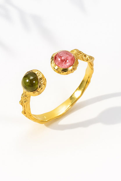 925 Sterling Silver Pink Green Tourmaline Ring