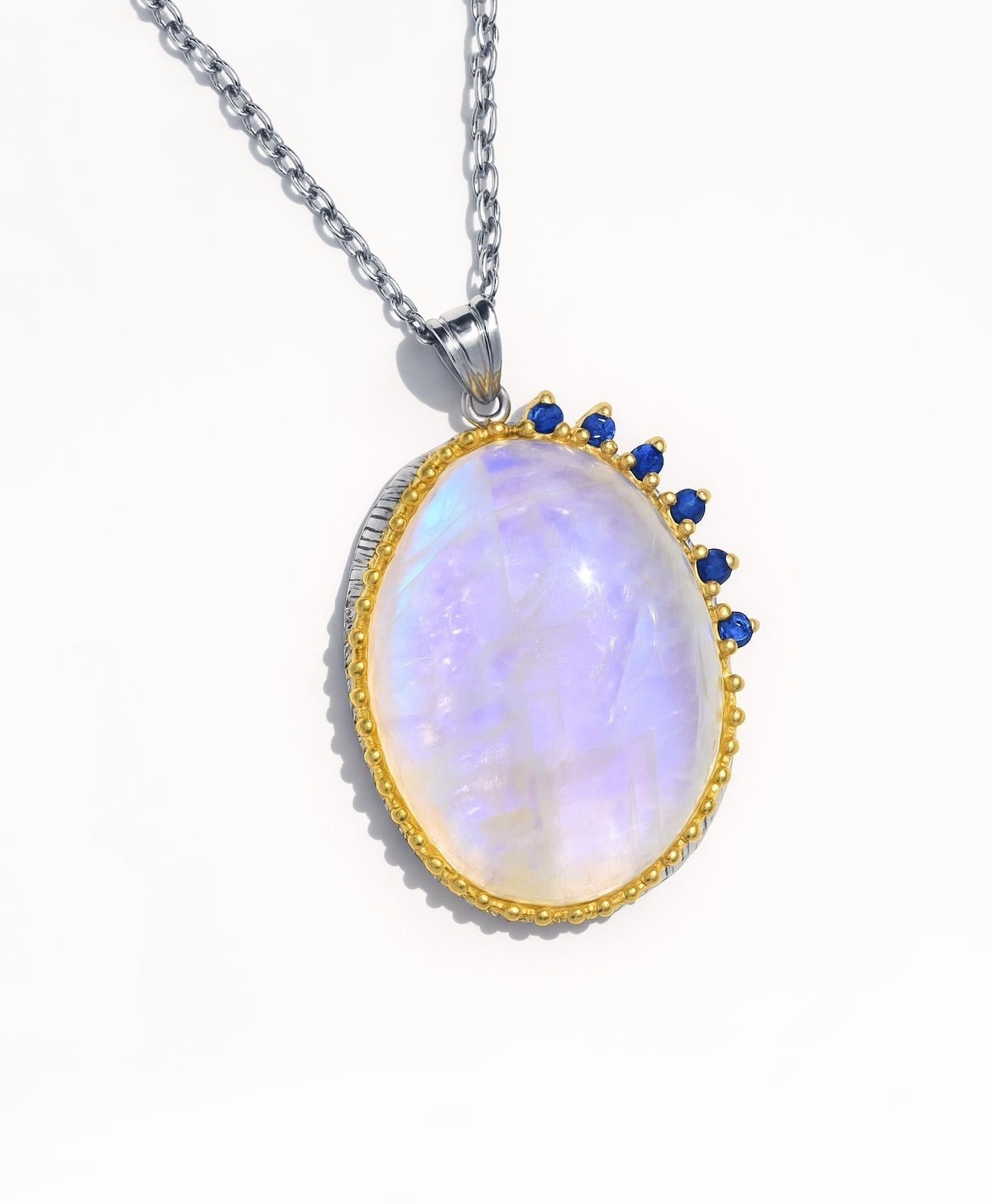 925 Sterling Silver Moonstone Chunky Necklace