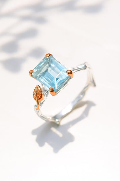 925 Sterling Silver Aquamarine Ring, band detail