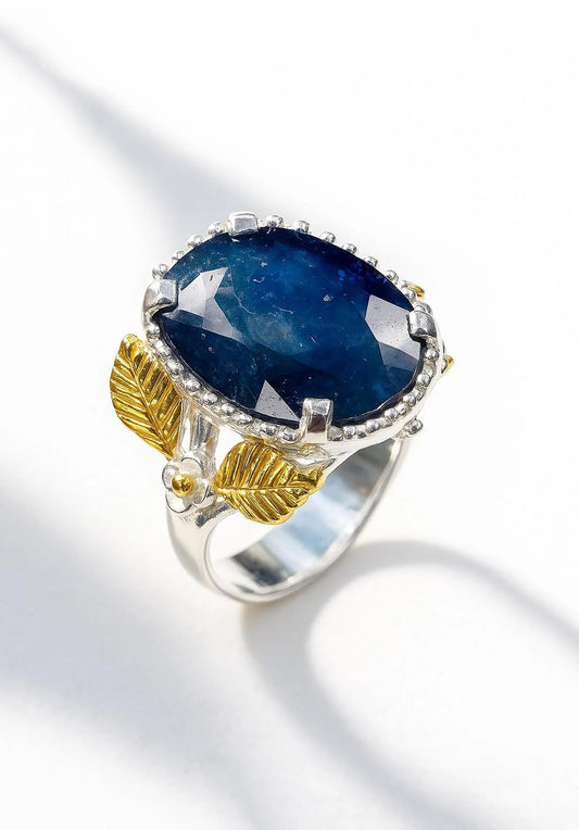 925 sterling silver blue sapphire nature ring