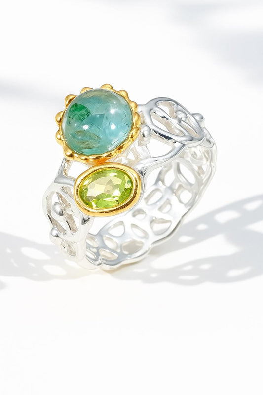 925 Sterling Silver Neon Blue Apatite Ring