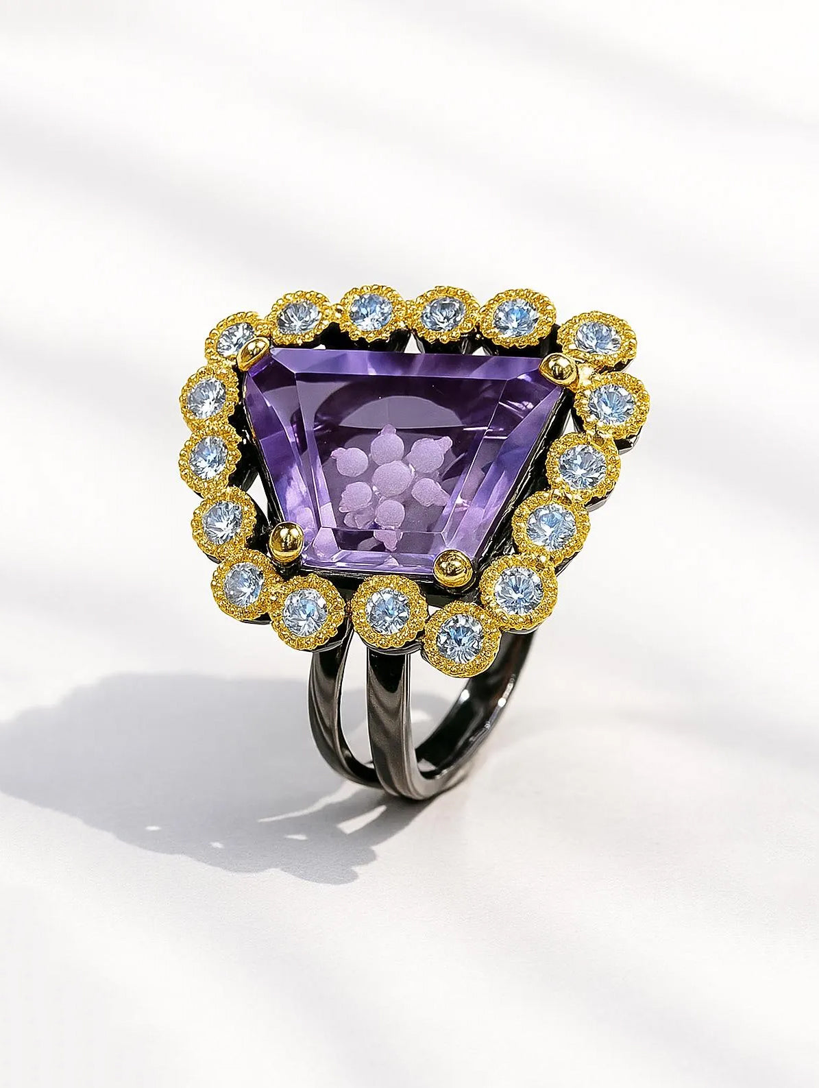 925 sterling silver purple amethyst big ring