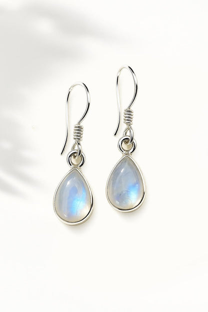 925 Sterling Silver Moonstone Teardrop Earrings
