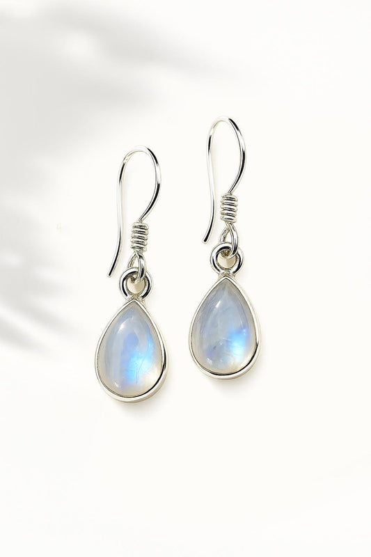925 Sterling Silver Moonstone Teardrop Earrings