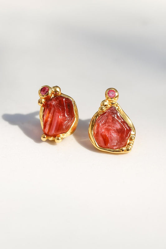 925 Sterling Silver Raw Tourmaline Stud Earrings