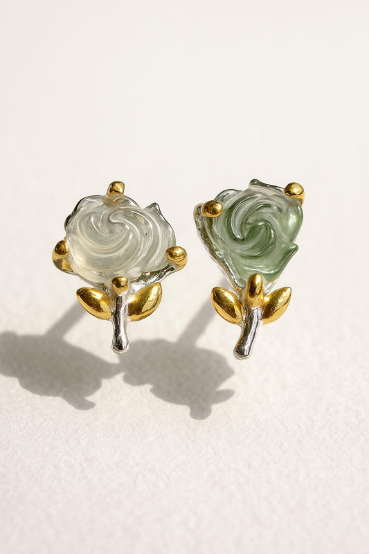 925 Sterling Silver Tourmaline Rose Stud Earrings
