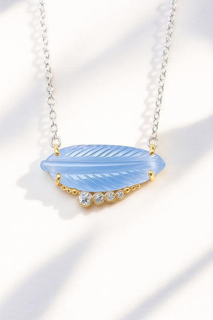 925 sterling silver aquamarine leaf necklace