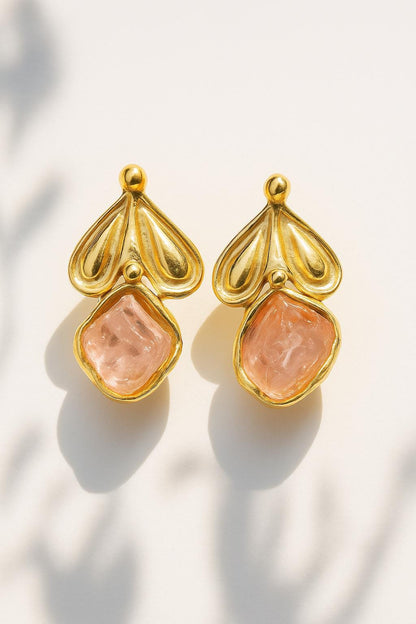 925 Sterling Silver Raw Pink Tourmaline Stud Earrings