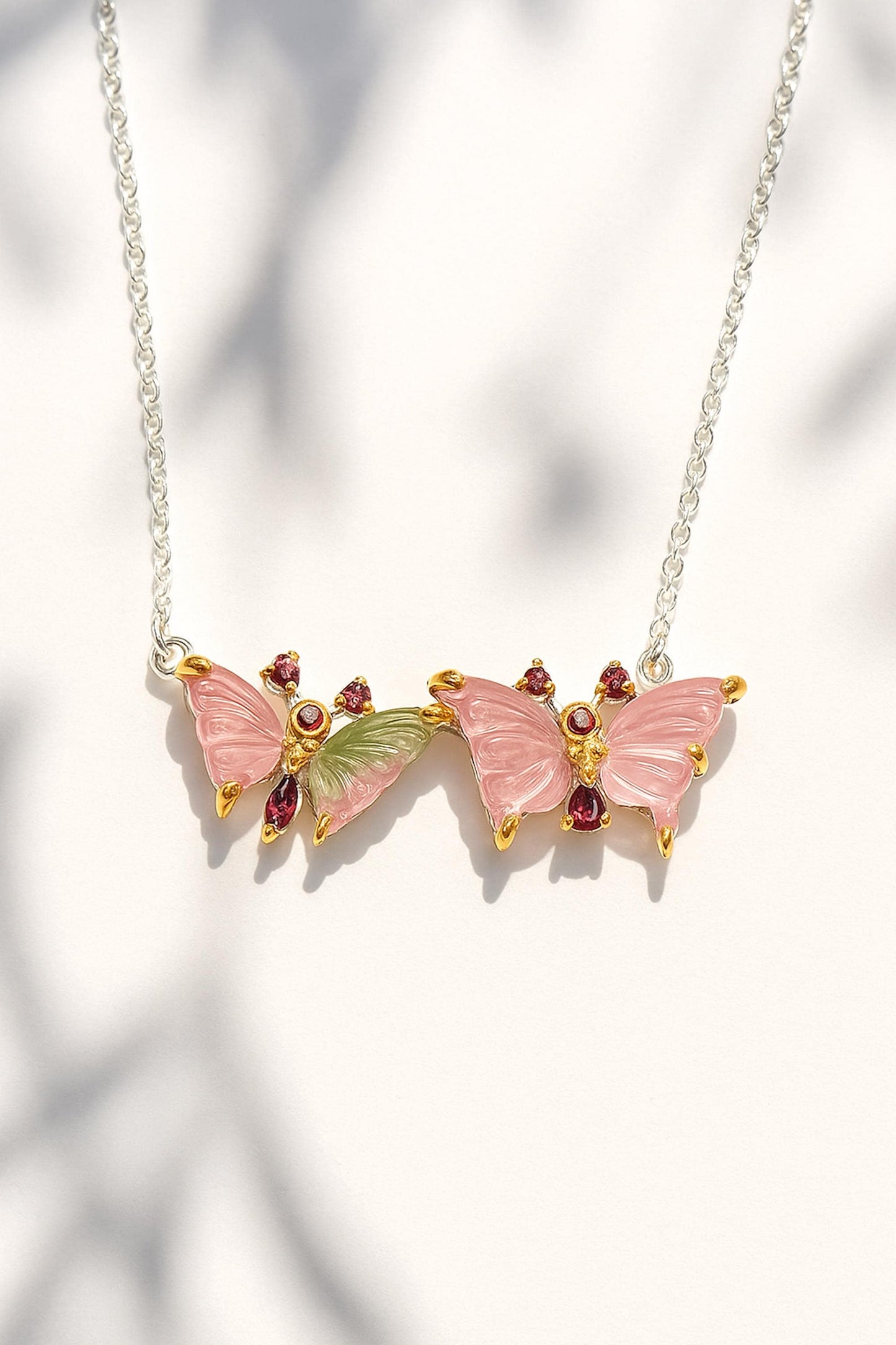 925 Sterling Silver Tourmaline Butterfly Necklace