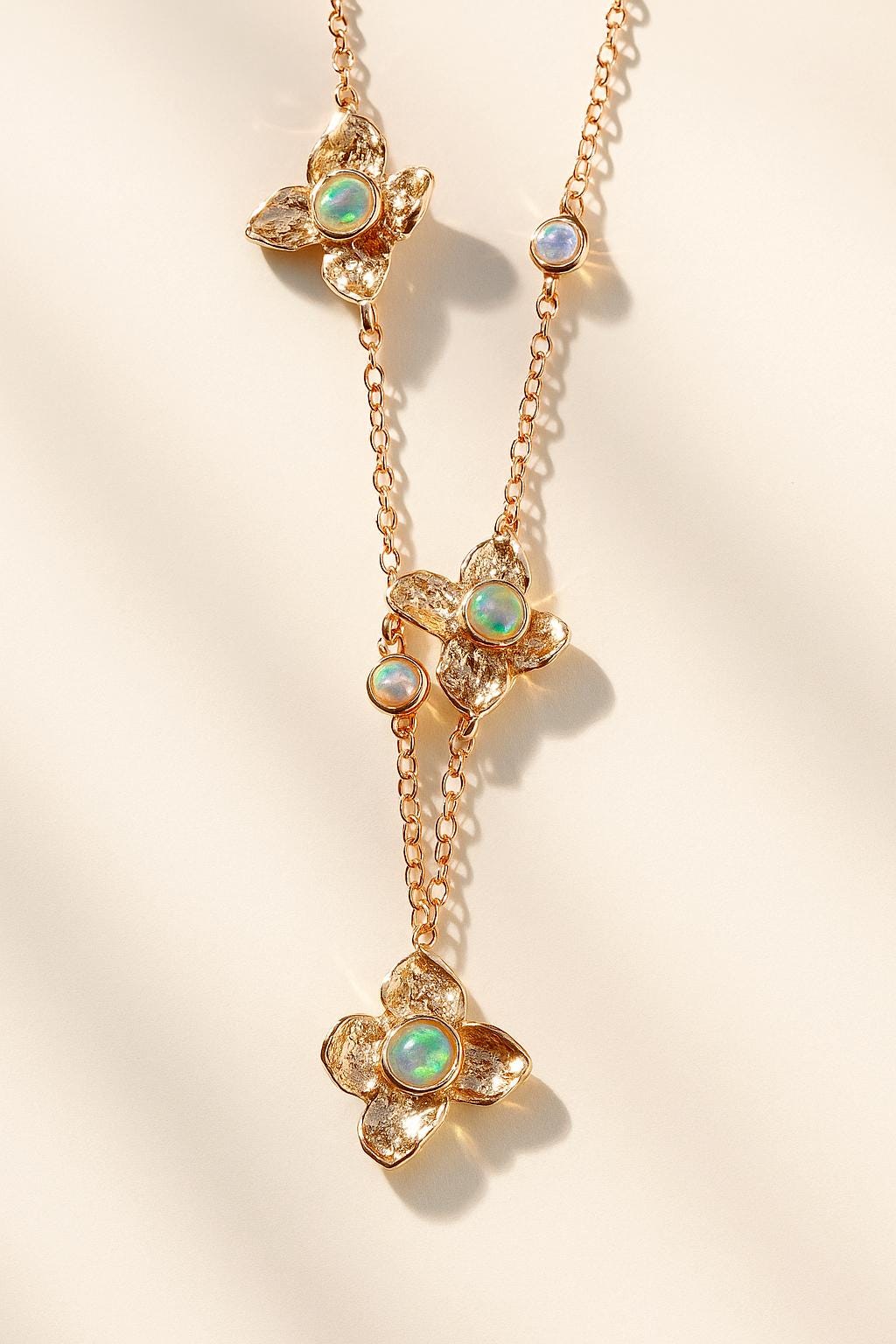 925 sterling silver rainbow opal flower necklace