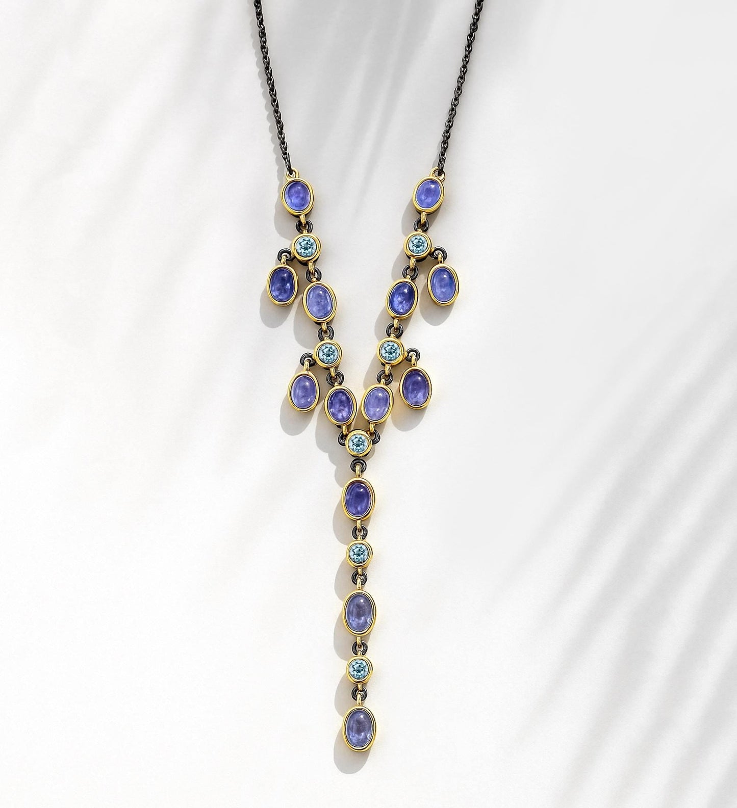 925 sterling silver blue tanzanite Y necklace