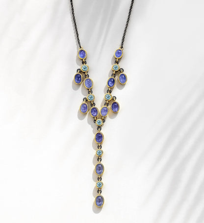 925 sterling silver blue tanzanite Y necklace