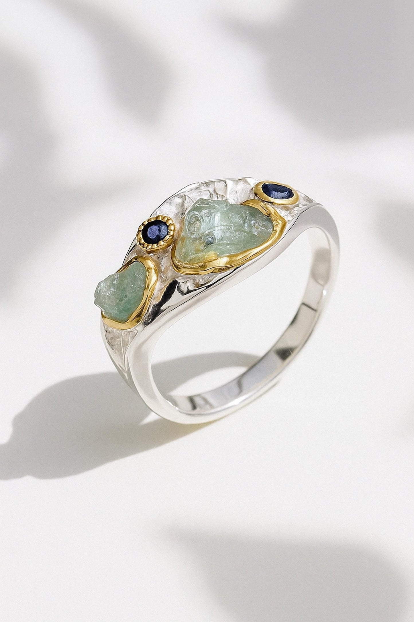 925 sterling silver apatite rough gemstone ring