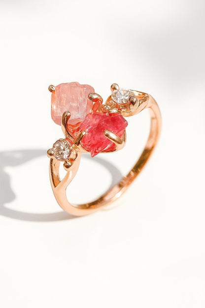 925 Sterling Silver Raw Pink Tourmaline Ring