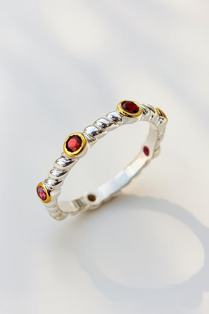 925 Sterling Silver Garnet Rope Eternity Band Ring