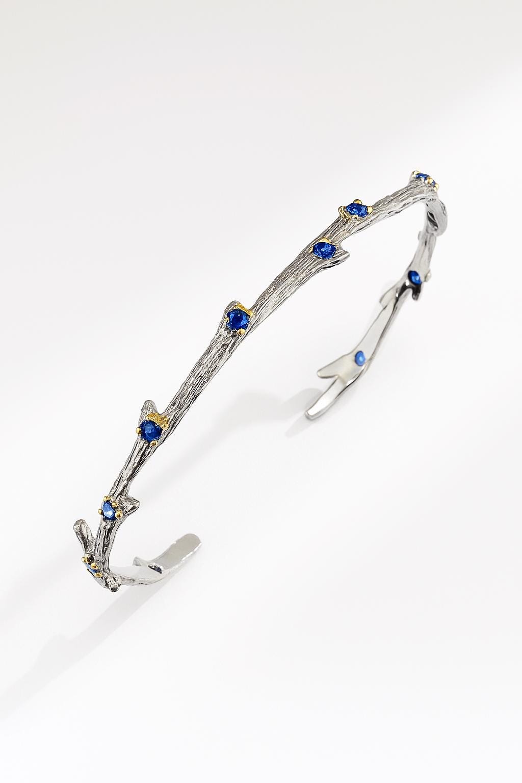925 Sterling Silver Tanzanite Cuff Bracelet