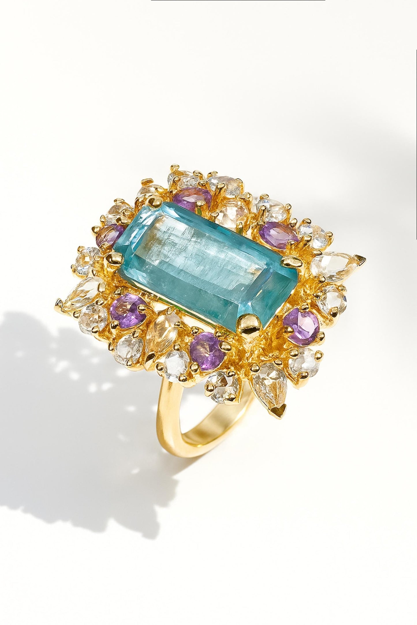 925 Sterling Silver Blue Kyanite Emerald Cut Ring