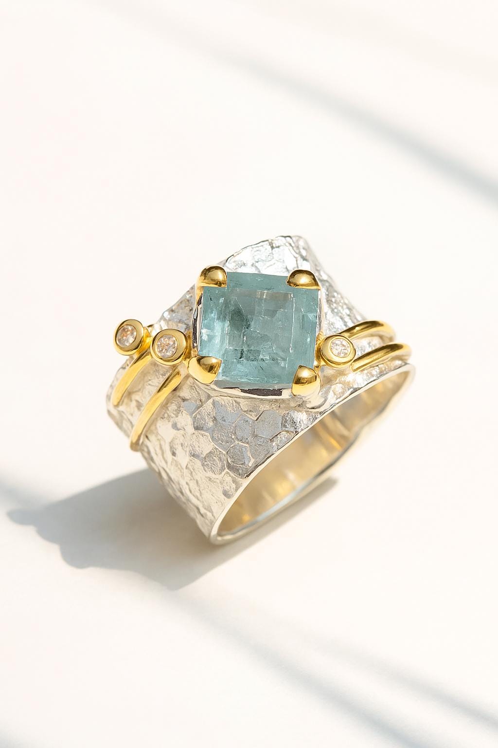 925 sterling silver blue kyanite wide band ring