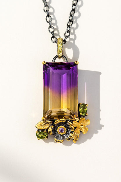 925 Sterling Silver Bi-Color Ametrine Necklace
